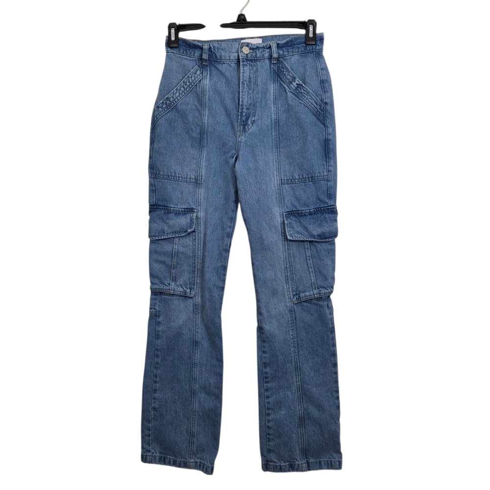 FRAME High Rise Straight Leg Utility Jeans in Acapella Cargo Retro Size 27